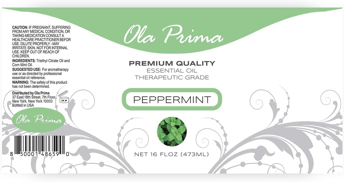 Ola Prima Essential Oil Peppermint 16 oz for Diffusers and More
