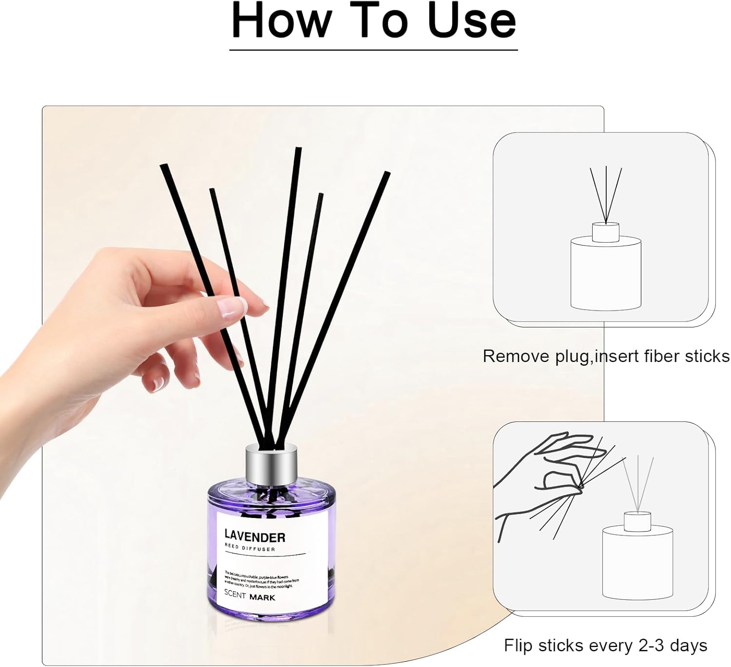Reed Diffuser Set of 3 Pack,50ML Lavender Rose Gardenia Scented Oil Diffuser with 5 Sticks,Home Fragrance Reed Diffuser for Bedroom Bathroom Office (Lavender/Rose/Gardenia)
