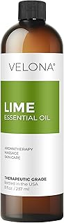 Lime Essential Oil by Velona - 8 Fl Oz | Therapeutic Grade | for Aromatherapy Diffuser, Massage, Skincare, Haircare, Soapmaking | Undiluted and Multipurpose