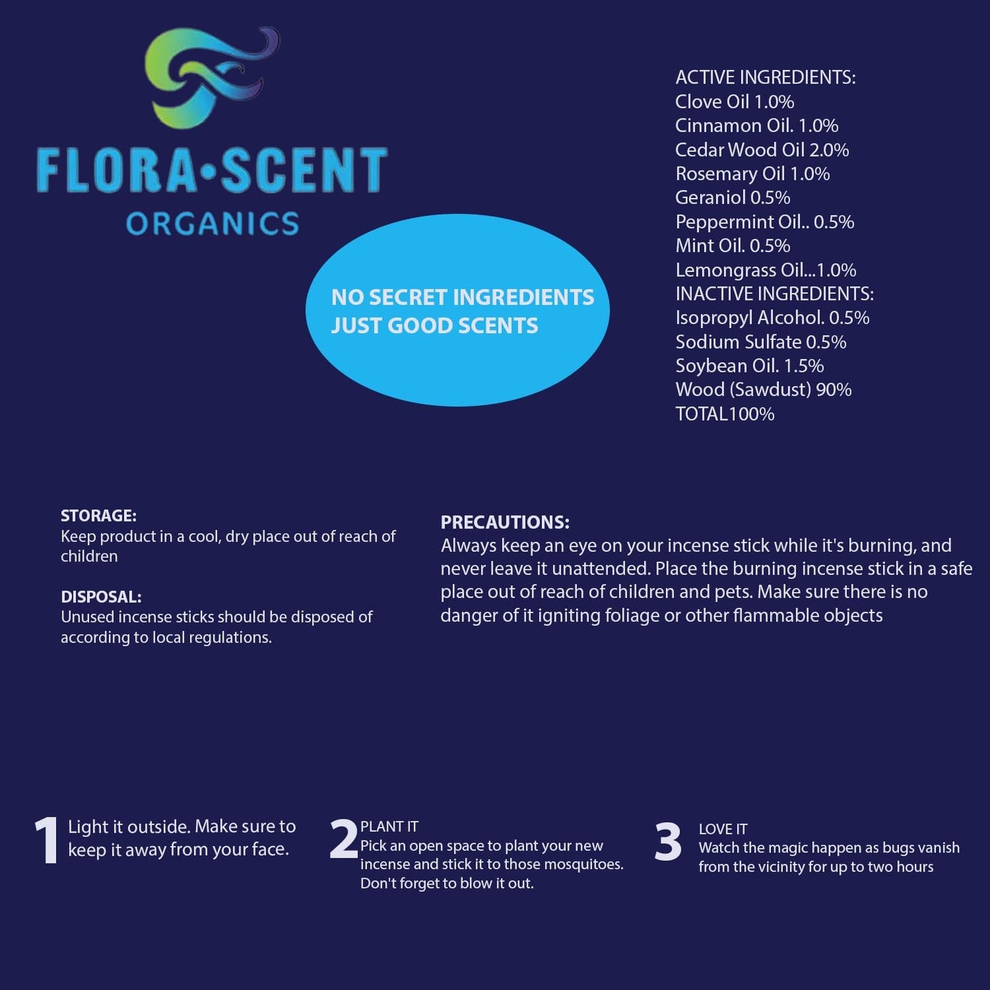 Flora Scent 12-Pack Insect & Mosquito Repellent Incense Sticks – Organic, Natural Outdoor Protection – Long-Lasting Bug Defense – Made in USA