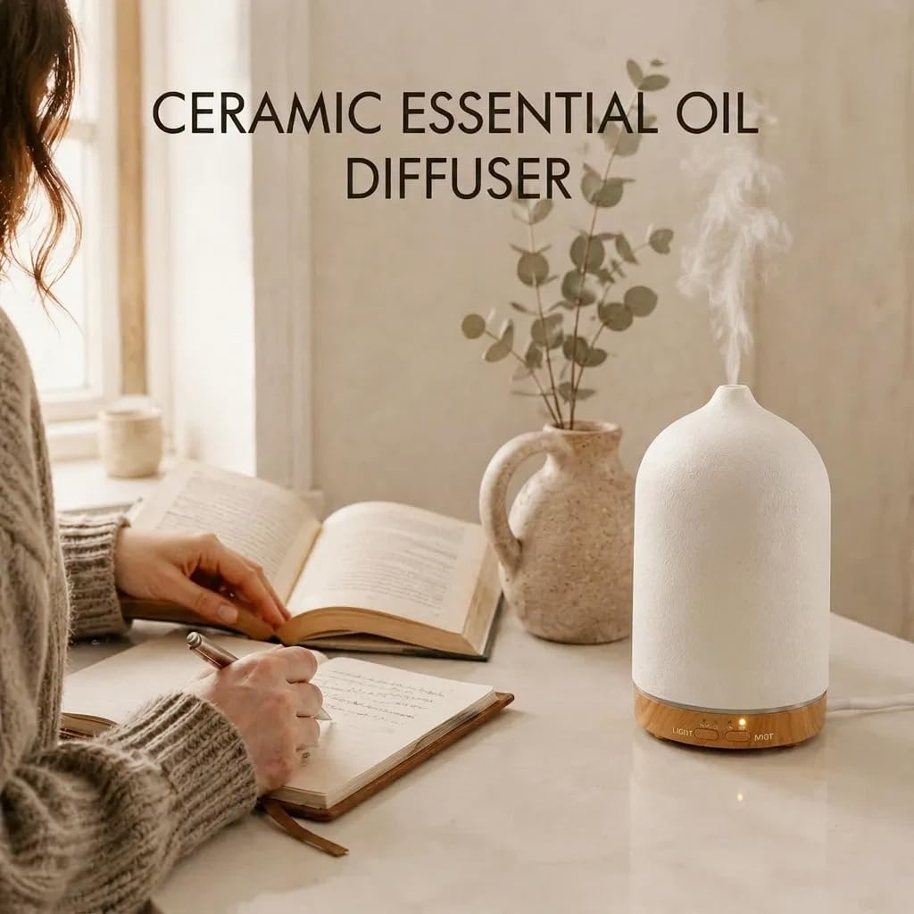200ml Aromatherapy Diffuser with 7 Soothing Colors, Ultra-Quiet Operation, Auto Timer, and Humidifier for Restful Nights