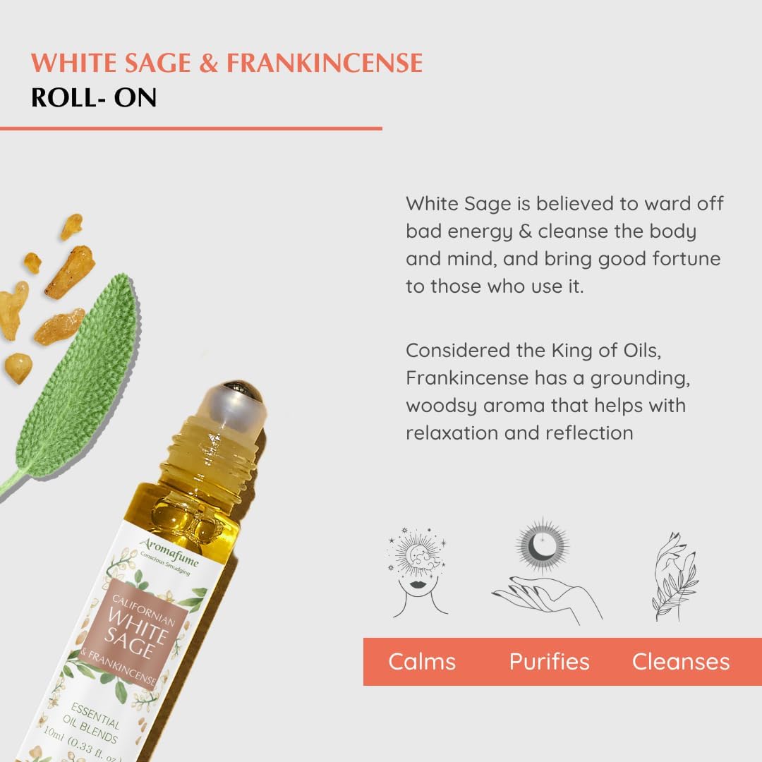 White Sage and Frankincense Oil Roll-On Blend for Cleansing
