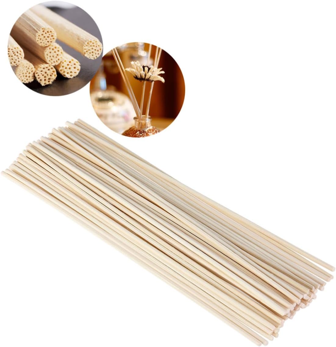 Amosfun 50pcs Rattan Diffuser Sticks Replacement for Home Fragrance Natural Color for Scented Oils and Diffusers