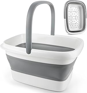 Collapsible Foot Bath Soak Tub with Massage Acupoints, 15L Foot Soaking Tub Feet Massager for Spa Health Care Pedicure, Plastic Wash Basin Foot Bucket with Handle for Trip Camping, Gifts for Women Men