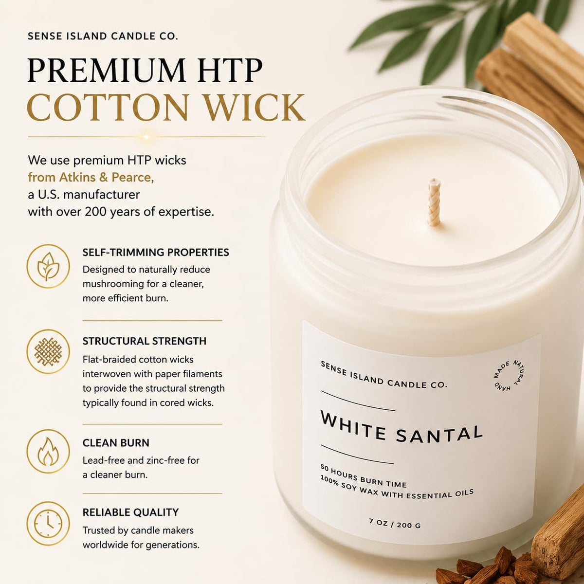 White Santal Scented Candle for Home
