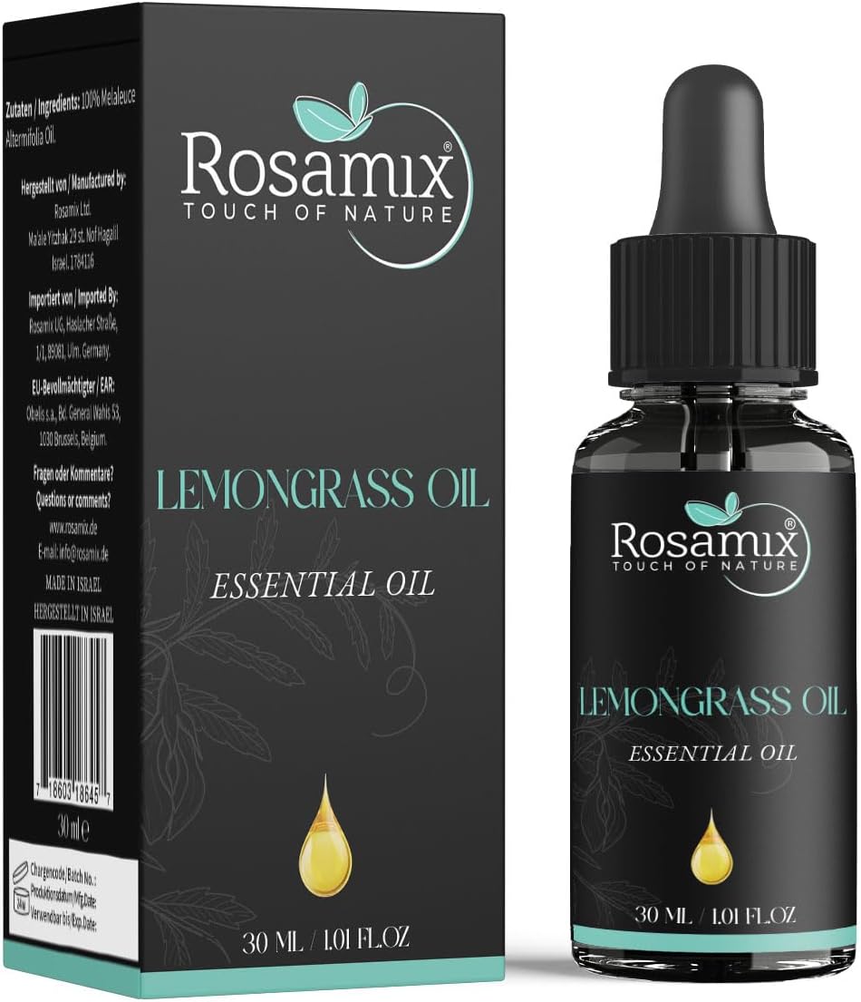 Pure Lemongrass Essential Oil - Refreshing, Skincare, Relaxation, Bath, and Massage Oil, 30ml