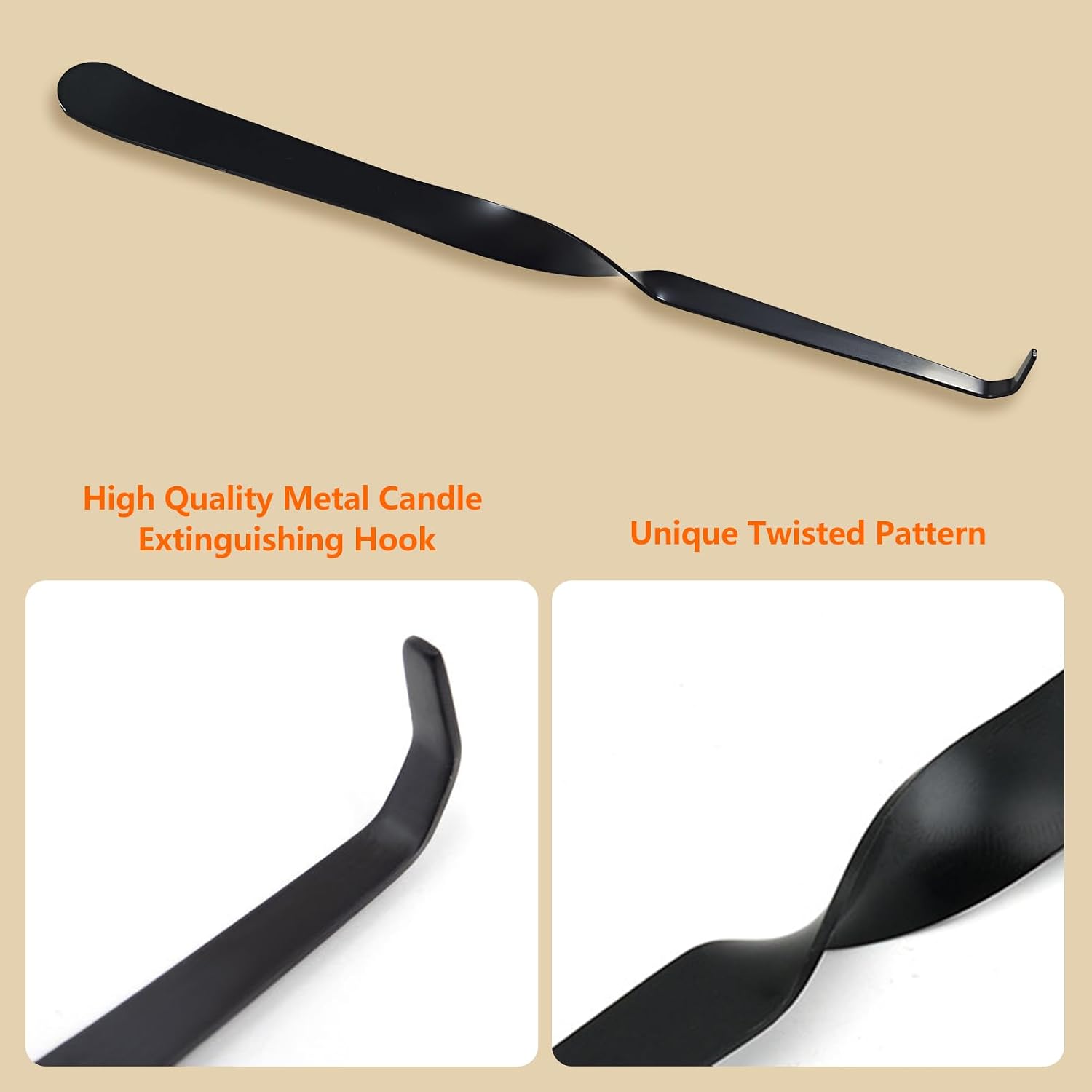 Stainless Steel Wick Dippers, 2 pcs Put Out Extinguish Candle Wick Dipper Candle Hook Candle Accessories for Putting Out Extinguish Candle Wicks Flame Safely (Black)