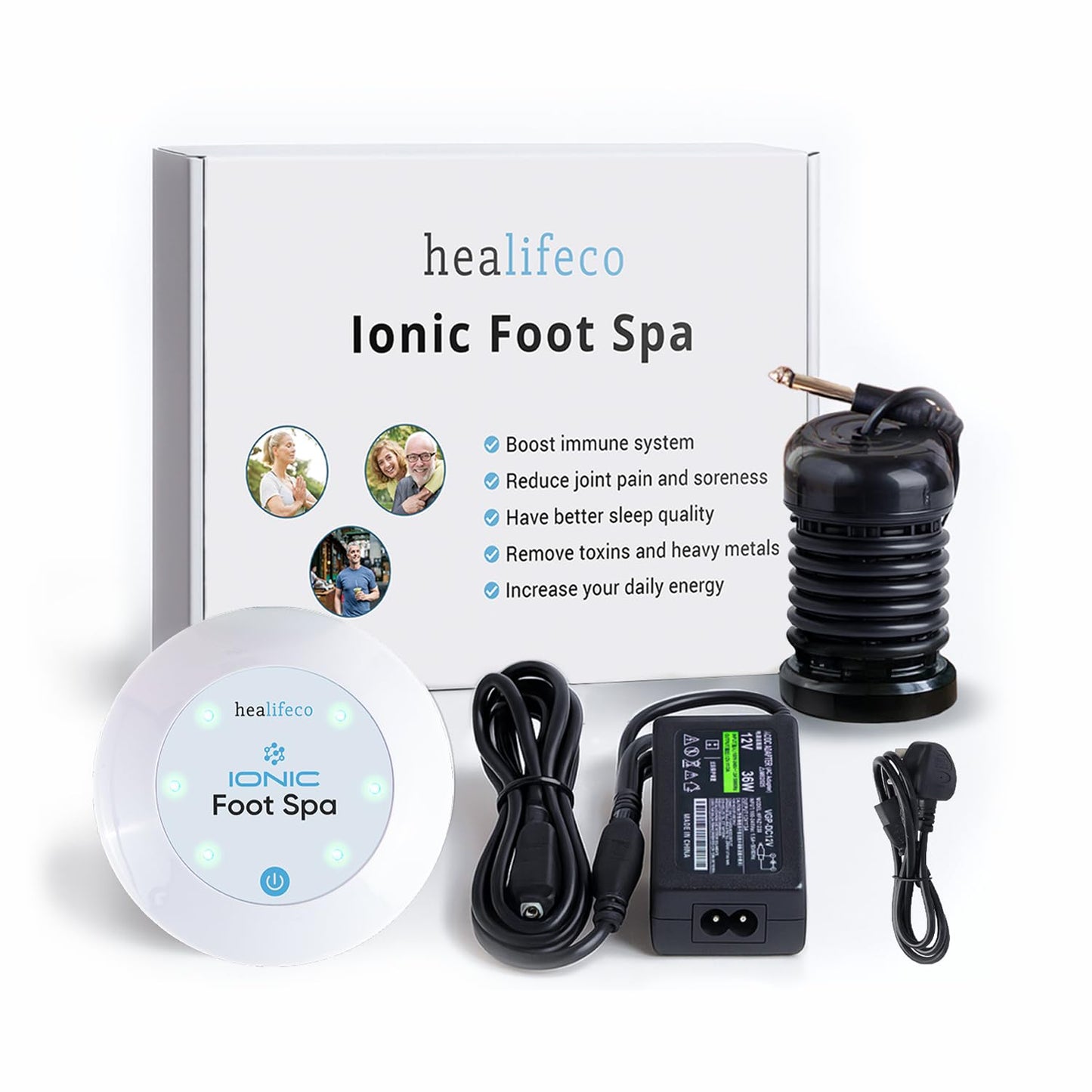 Ionic Foot Spa by Healifeco – Ion Foot Bath Detox Machine - For Toxins, Heavy Metals & Free Radicals – Activates 2,000 Foot Detox Nodes – Easy 30-Min Home Detox – 90,000+ Happy Users Trust It