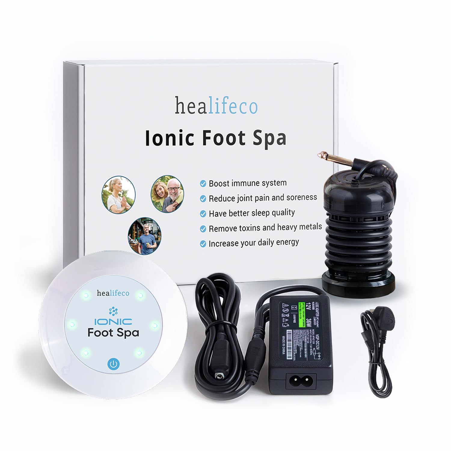 Ionic Foot Spa by Healifeco – Ion Foot Bath Detox Machine - For Toxins, Heavy Metals & Free Radicals – Activates 2,000 Foot Detox Nodes – Easy 30-Min Home Detox – 90,000+ Happy Users Trust It