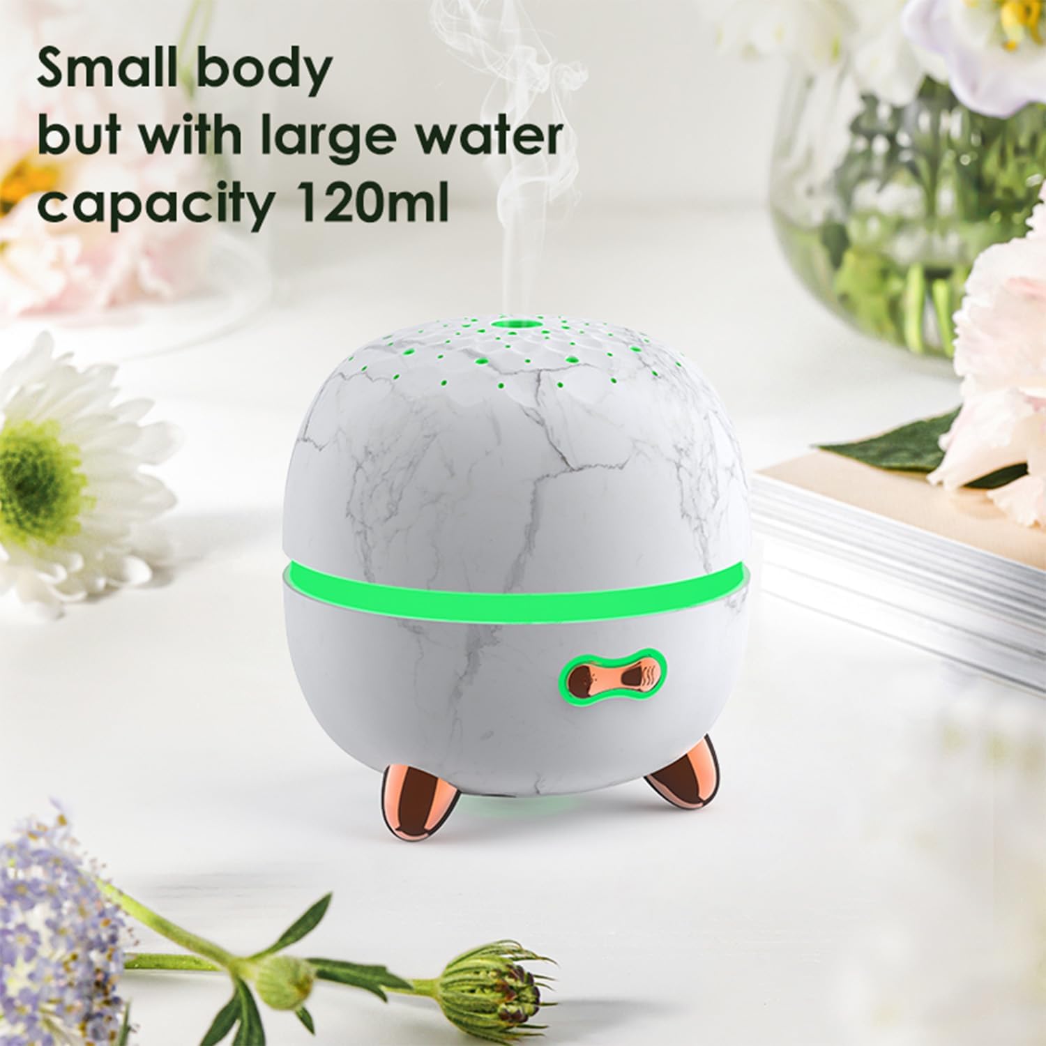 Essential Oil Diffuser, 120ml Small Aromatherapy Diffuser, Ultrasonic Diffusers for Essential Oil, Cool Mist Humidifier with 7 Color LED and Auto Off Safety, for Bedroom,Office, Study Room