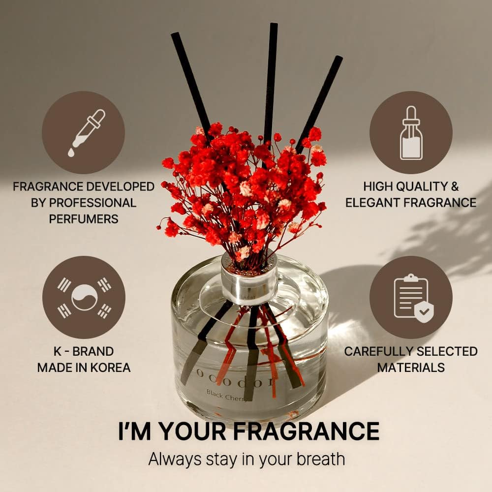 COCODOR Flower Reed Diffuser Set / 6.7oz / Garden Lavender/Scent Diffuser with Sticks Home Fragrance Oil Reed Diffuser for Bathroom Shelf Decor