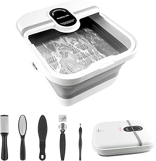 Collapasible Foot Spa Bath Massager with Heat, Pedicure Foot Spa with Bubbles/Timer/Temperature Control, Feet Soak Tub for Home, Office, Relaxation and Stress Relief, Gift for Men and Women
