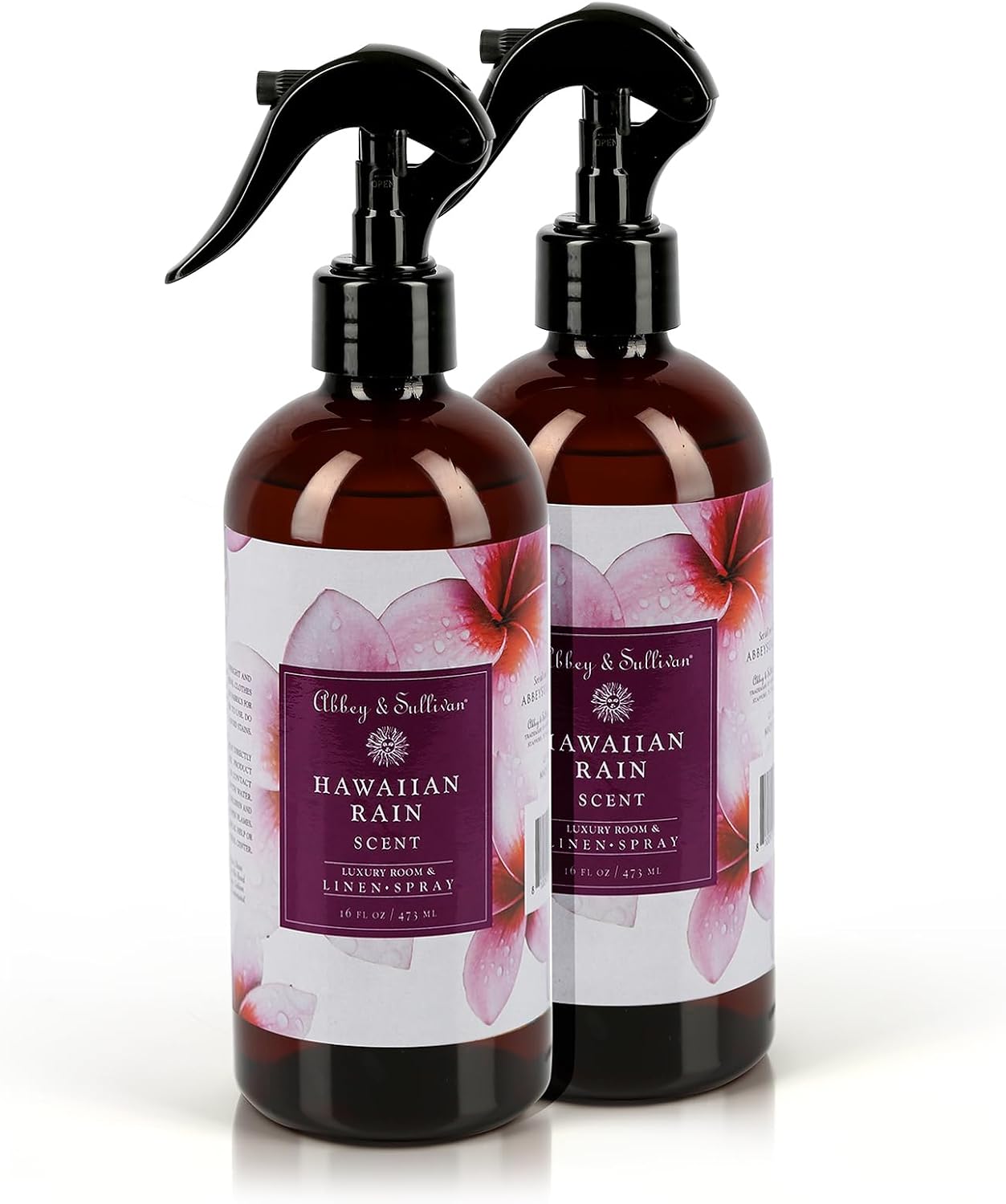 Abbey & Sullivan Linen Spray, Hawaiian Rain, Fabric Freshener and Fragrance Room Spray, Pack of 2, 16 oz
