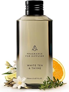 AromaPlan Hotel Scents White Tea & Thyme 5 Fl Oz (148ml), Home Luxury Aroma & Hotel Fragrance Diffuser Oil- Hotel Diffuser Oil for Aromatherapy- USA Made, Bigger Bottle, Bolder Aroma & Longer Lasting