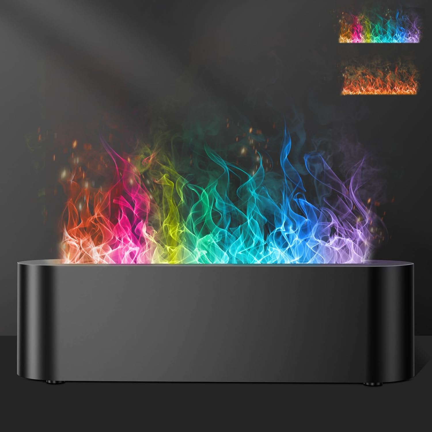 Colorful Flame Fire Diffuser Humidifier, 7 Colors Changing Oil Diffuser, Ultra-Quiet Aroma Essential Oils Aromatherapy Diffusers for Large Room, Bedroom, Office(Timeable, Waterless Auto off-150ml)