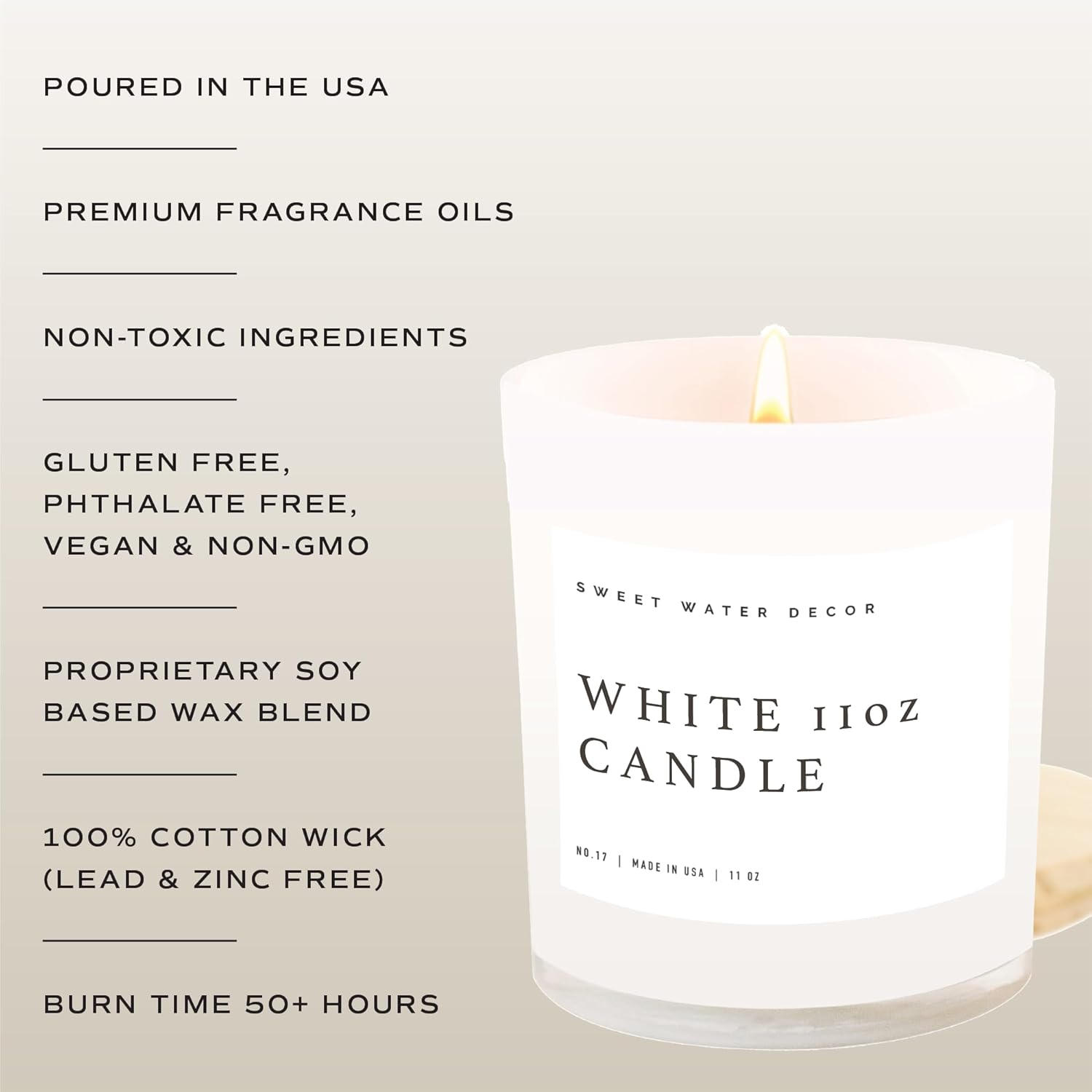 Sweet Water Decor Coastal Lemon Scented Candles - Soy Candles with Lemon, Sea Salt, & Driftwood for Home Decor - Candle Wax with 50 Hours Burn Time - 11Oz Wood Lid White Jar Candles for Home Scented