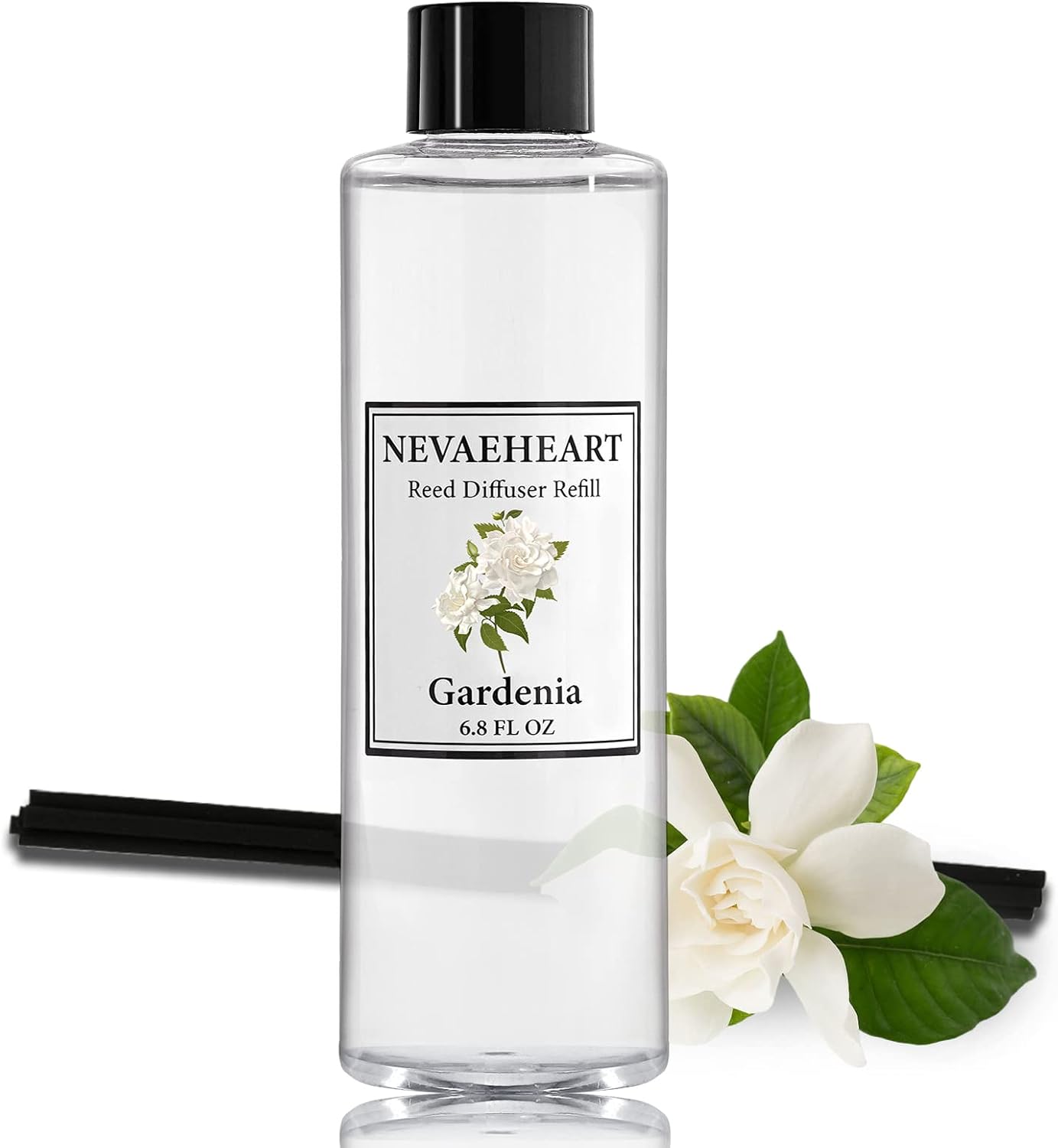 Reed Diffuser Refill, Gardenia Reed Diffuser Oil with Sticks Set, 6.8oz(200ml) Reed Diffuser Oil Refill Home Fragrance for Bedroom, Bathroom Home Decor