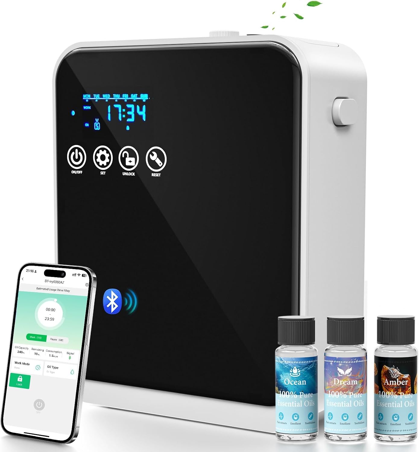 Waterless Essential Oil Diffuser,Hotel Home Aromatherapy Scent Diffuser with APP Control & Touch Screen,Auto Timer,250ml,Cover 1500 sq.ft|Whole House,Large Room Air Freshener for Home,Father's Day