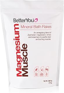 BetterYou Magnesium Muscle Bath Flakes - Mineral Bath Salts for Muscle Recovery - Post-Workout Soak for Sore Muscles - Natural Magnesium - 2.3 lb