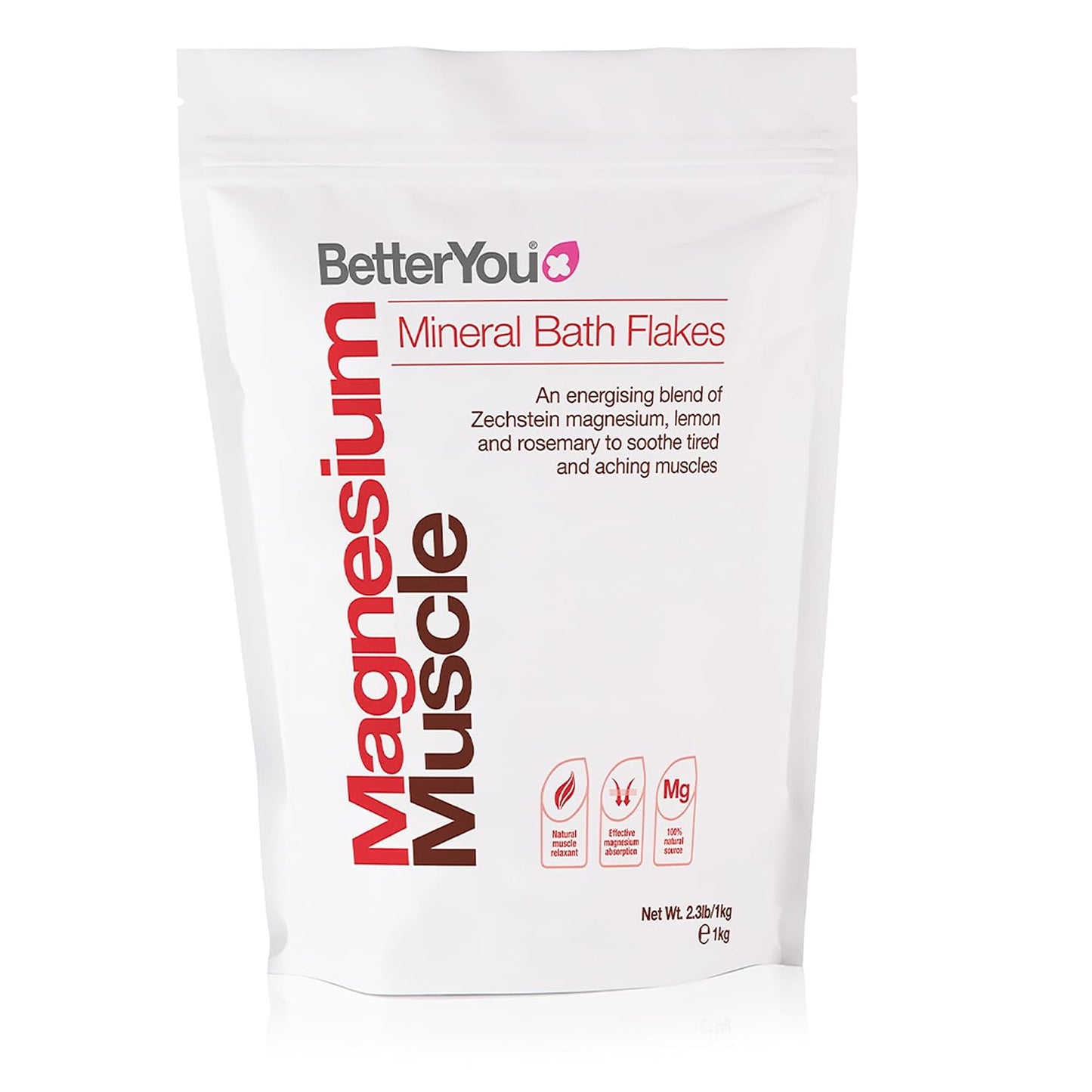 BetterYou Magnesium Muscle Bath Flakes - Mineral Bath Salts for Muscle Recovery - Post-Workout Soak for Sore Muscles - Natural Magnesium - 2.3 lb