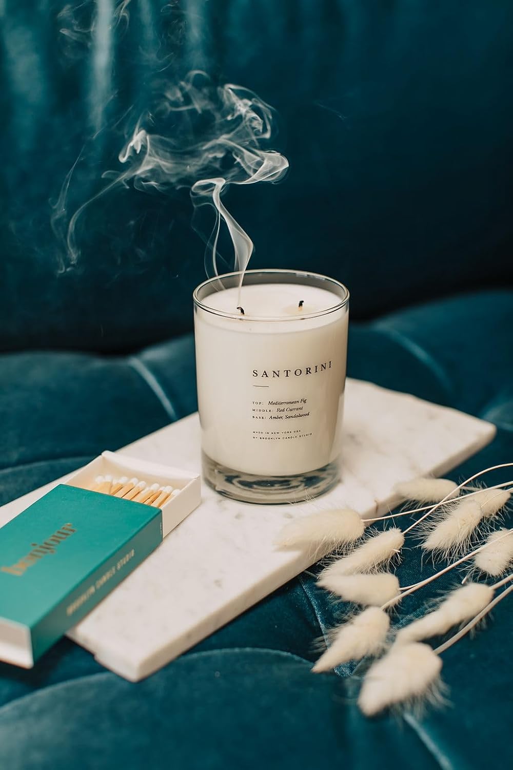 Brooklyn Candle Studio Santorini Classic 2 Wick Candle - Luxury Scented Candle, Vegan Soy Wax, Hand Poured in The USA, 70 Hour Slow Burn Time - 13oz