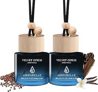 Car Air Freshener Hanging 2 Pack Car Fresheners Diffuser - Amber Vanilla Car Scents Essential Oil Air Diffuser, 45+ days Long Lasting Fragrance Air Fresheners, Two 0.27 FL OZ/8ML Made in USA