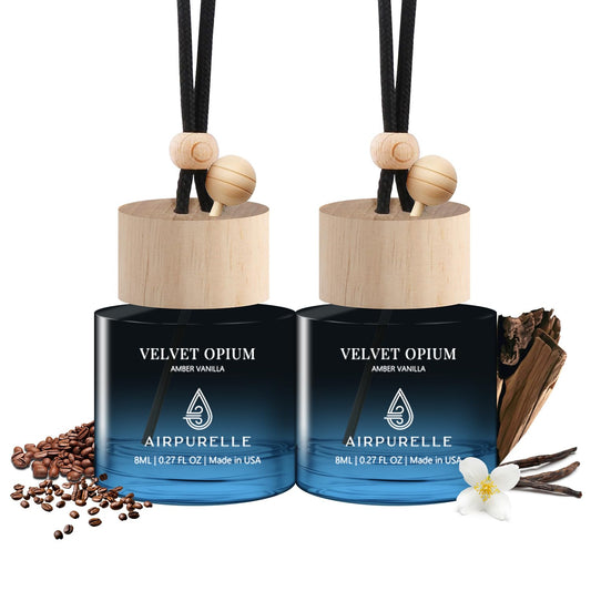 Car Air Freshener Hanging 2 Pack Car Fresheners Diffuser - Amber Vanilla Car Scents Essential Oil Air Diffuser