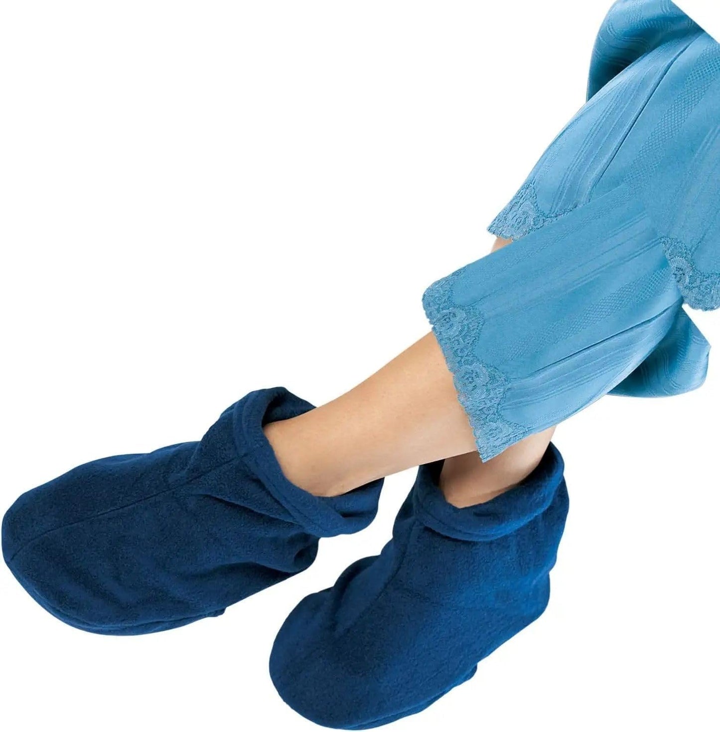 Microwaveable Aromatherapy Foot Warmers – Reusable Heated Booties with Flaxseed & Herbal Infusion for Foot Relaxation, Moist Heat Comfort & Cold Feet Relief (Blue, One Size)