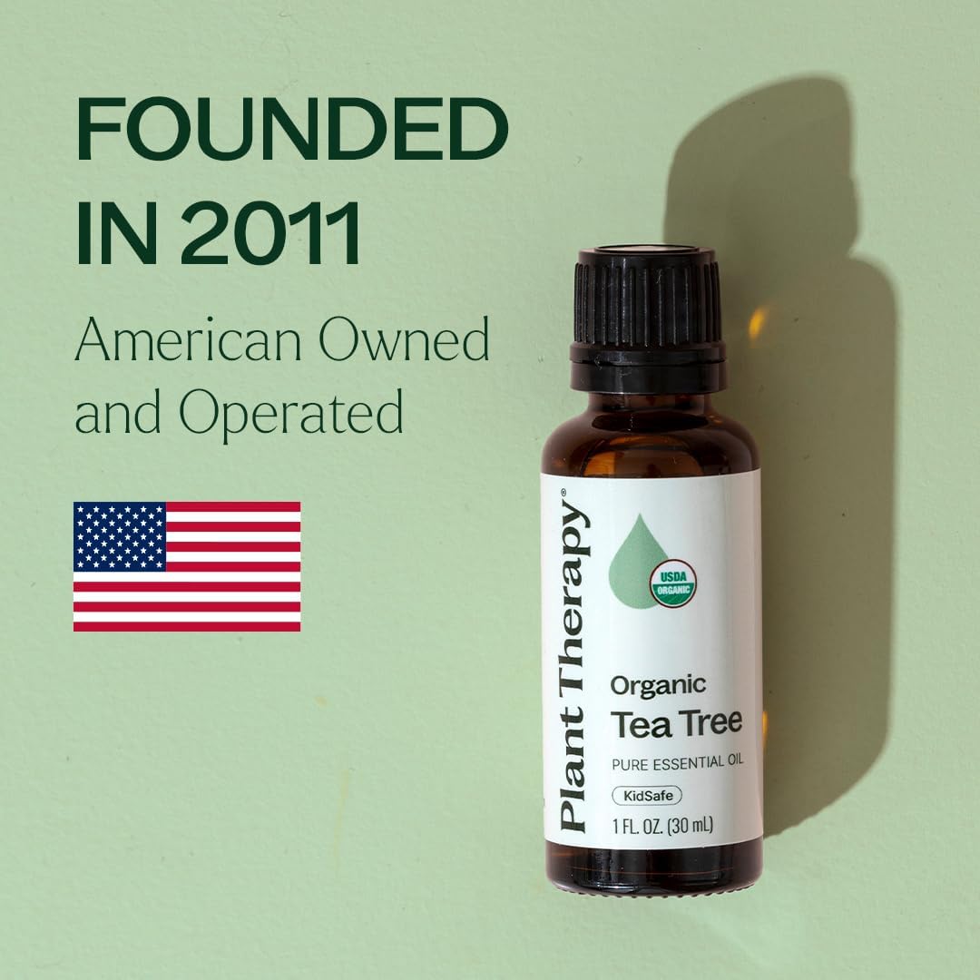 Plant Therapy Organic Tea Tree Oil (Melaleuca) 100% Pure, USDA Certified Organic, Undiluted, Natural Aromatherapy, Therapeutic Grade 30 mL (1 oz)