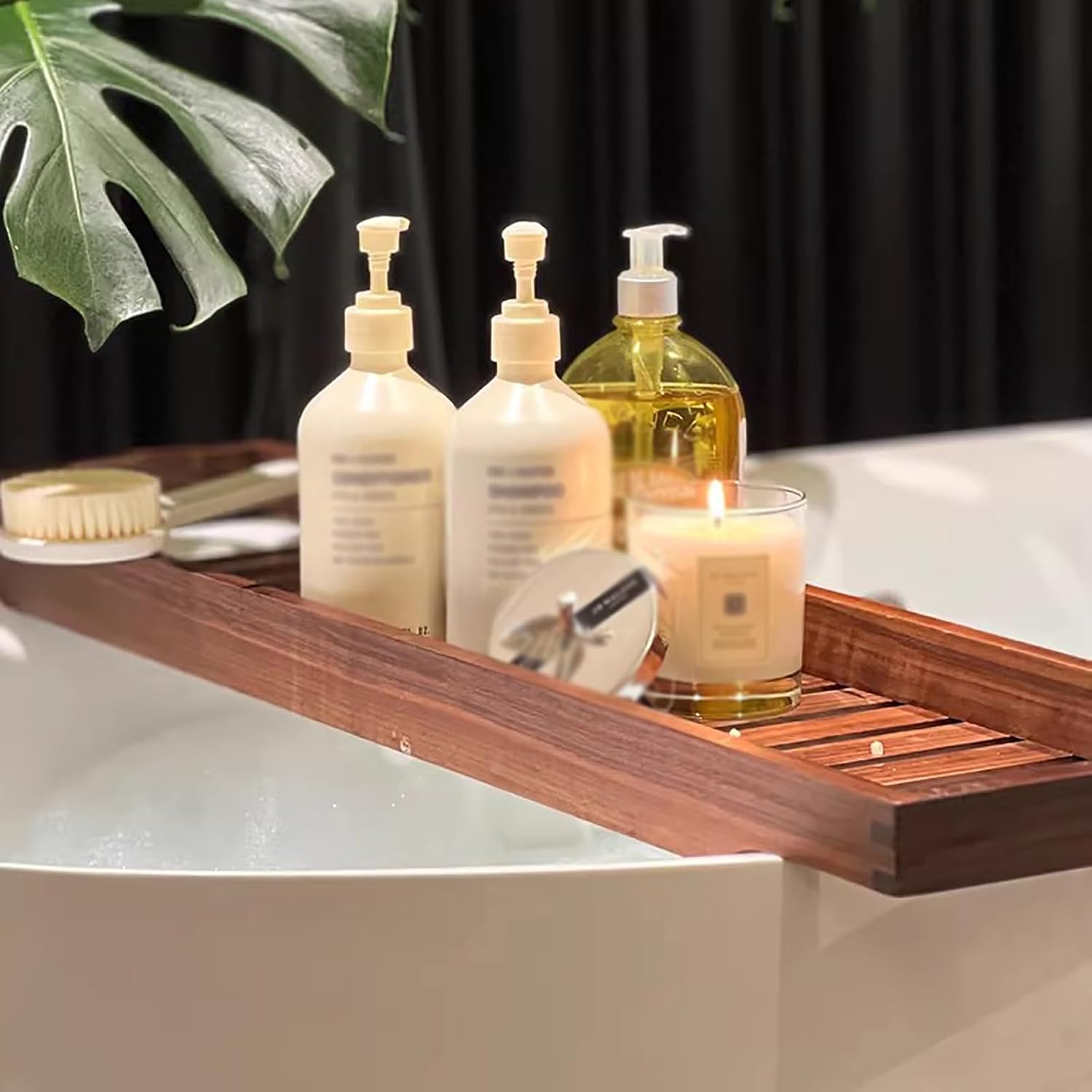 Wood Bathtub Tray Caddy - Large Slatted Bath Board, Versatile Spa Shelf, Ideal for Relaxation, Great Gift for Women