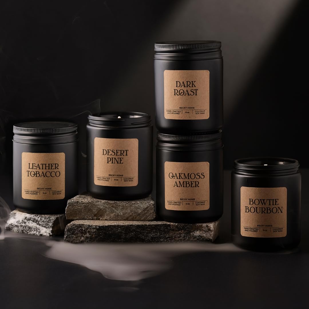 9oz Scented Candle for Men, Coffee Scented, Men Scented Candle, Long Lasting Masculine Scents, Natural Coconut Jar Candle for Home, Bachelor Pad Decor, The Perfect Mens Gift