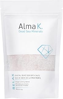 Alma K Crystal Dead Sea Bath Salts - Gently Exfoliates and Hydrates - White Tea and Neroli Scent - for Bath Soak and Relaxing Foot Bath Salt - 9.1 oz