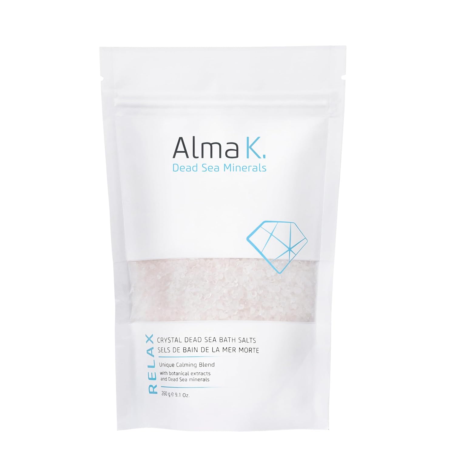 Alma K Crystal Dead Sea Bath Salts - Gently Exfoliates and Hydrates - White Tea and Neroli Scent - for Bath Soak and Relaxing Foot Bath Salt - 9.1 oz