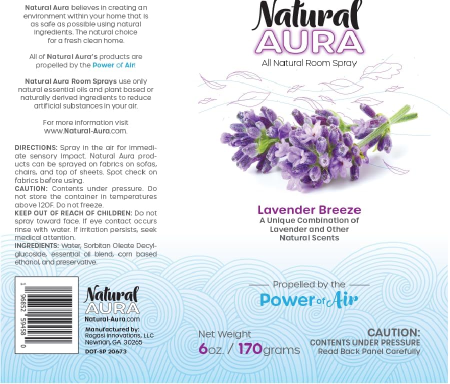 Lavender Breeze Room Spray - Long Lasting Calming Scent - 100% Plant Based - Pet and Kids Safe - 6oz.