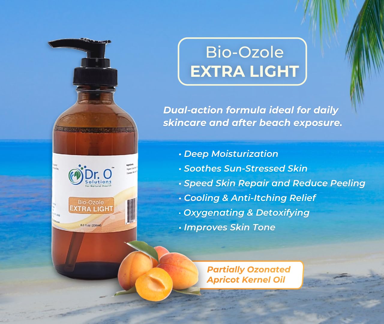 Bio-Ozole EXTRA LIGHT Ozonated Olive Oil and Apricot Kernel Oil Blend Moisturazer Skin Repair 8 fl oz