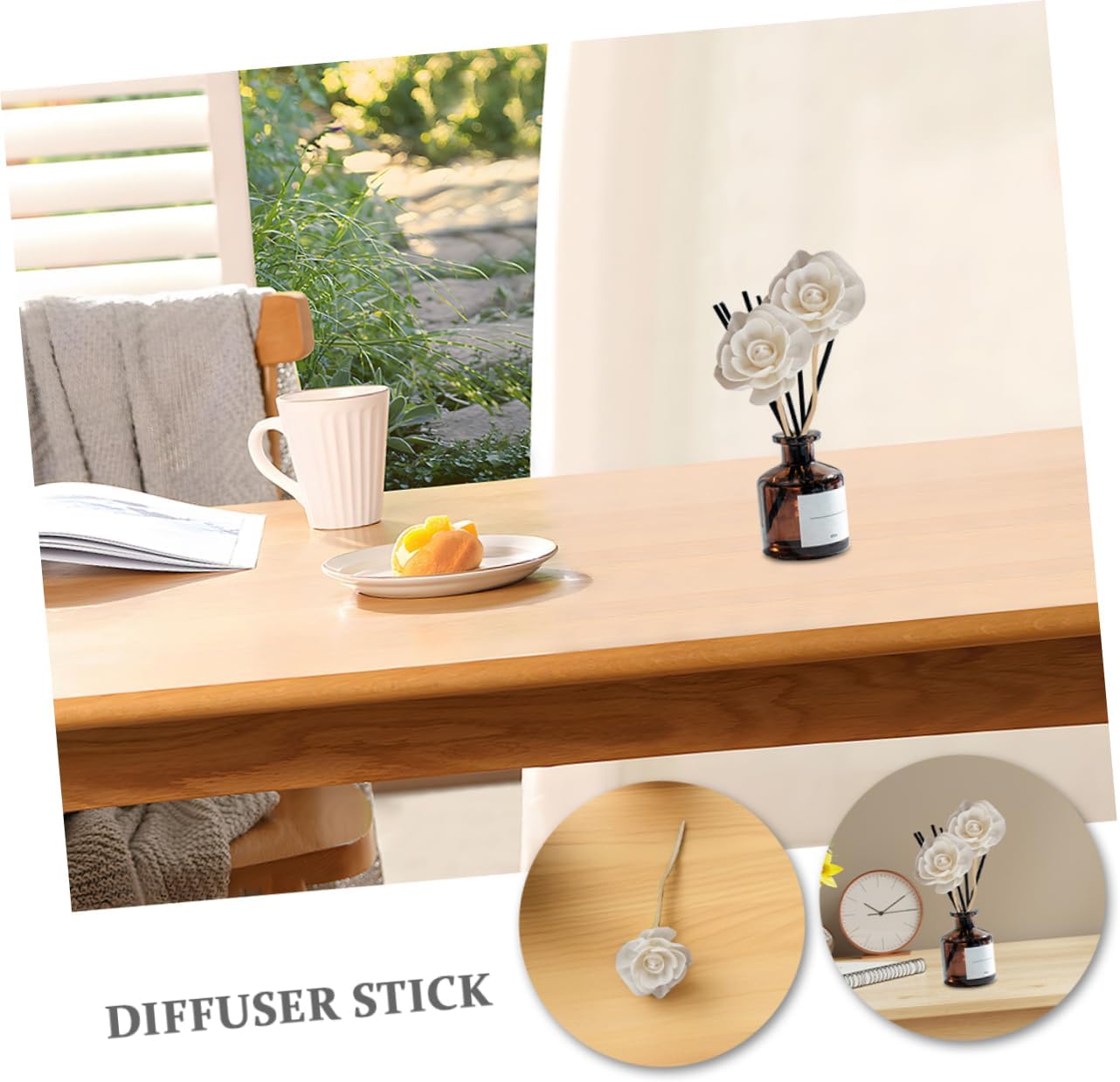Ipetboom 5PCS Rattan Flower Aromatherapy Diffuser Sticks Natural Fragrance Reeds for Home Wedding Decor Scented Replacement Rods for Oil Diffusers