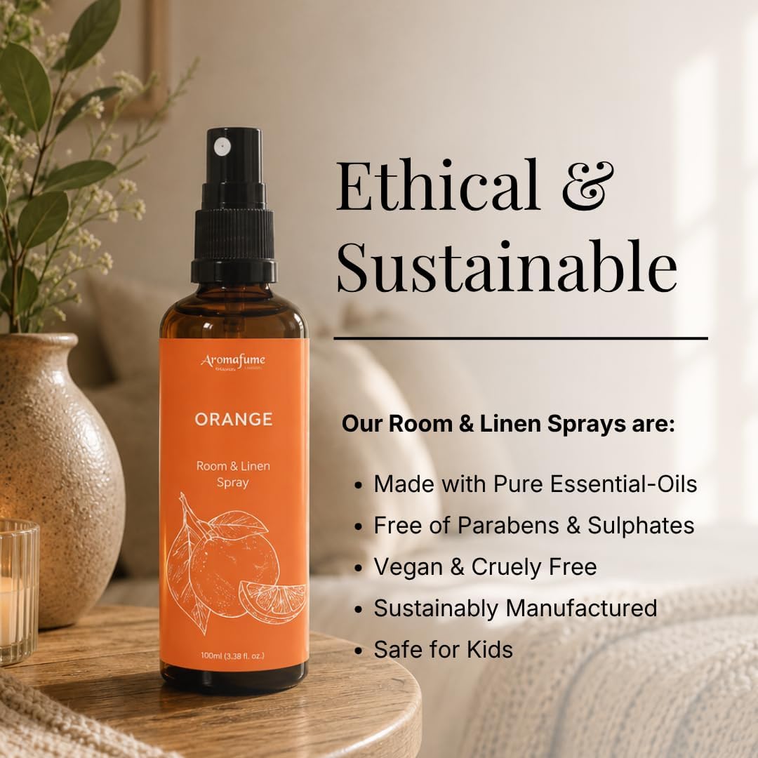 Orange Air Freshener Spray for Room, Linen &amp; Pillow 100ml by Aromafume