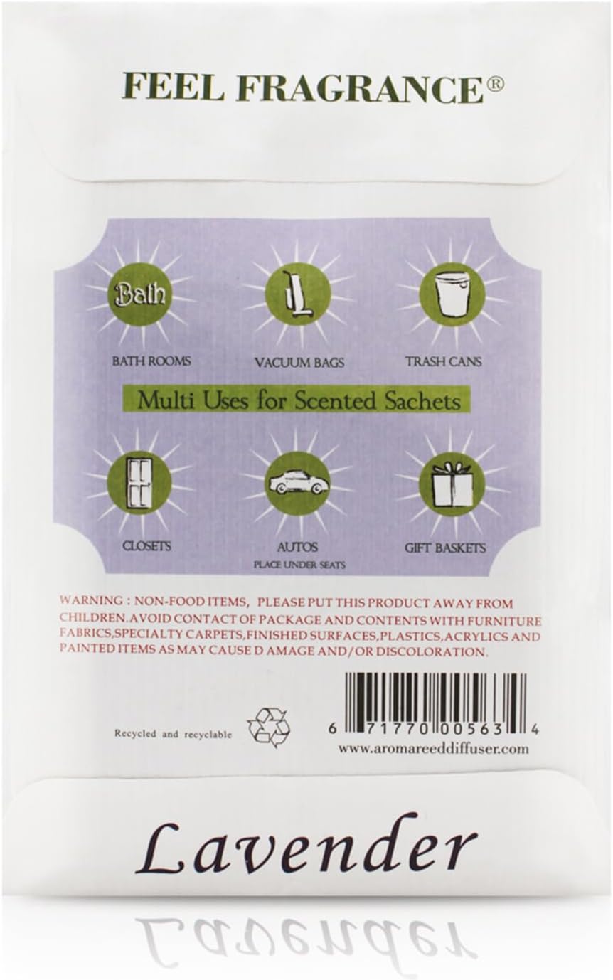 Lavender Scented Sachet for Drawers and Closets - Feel Fragrance Sachets, Lot of 12 (Lavender)
