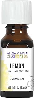Aura Cacia Lemon Essential Oil, Citrus Limon Oil, Bright Aromatherapy for Diffusers, Room Sprays, Skincare, Custom Blends | 0.5 Fl Oz (Pack of 1)