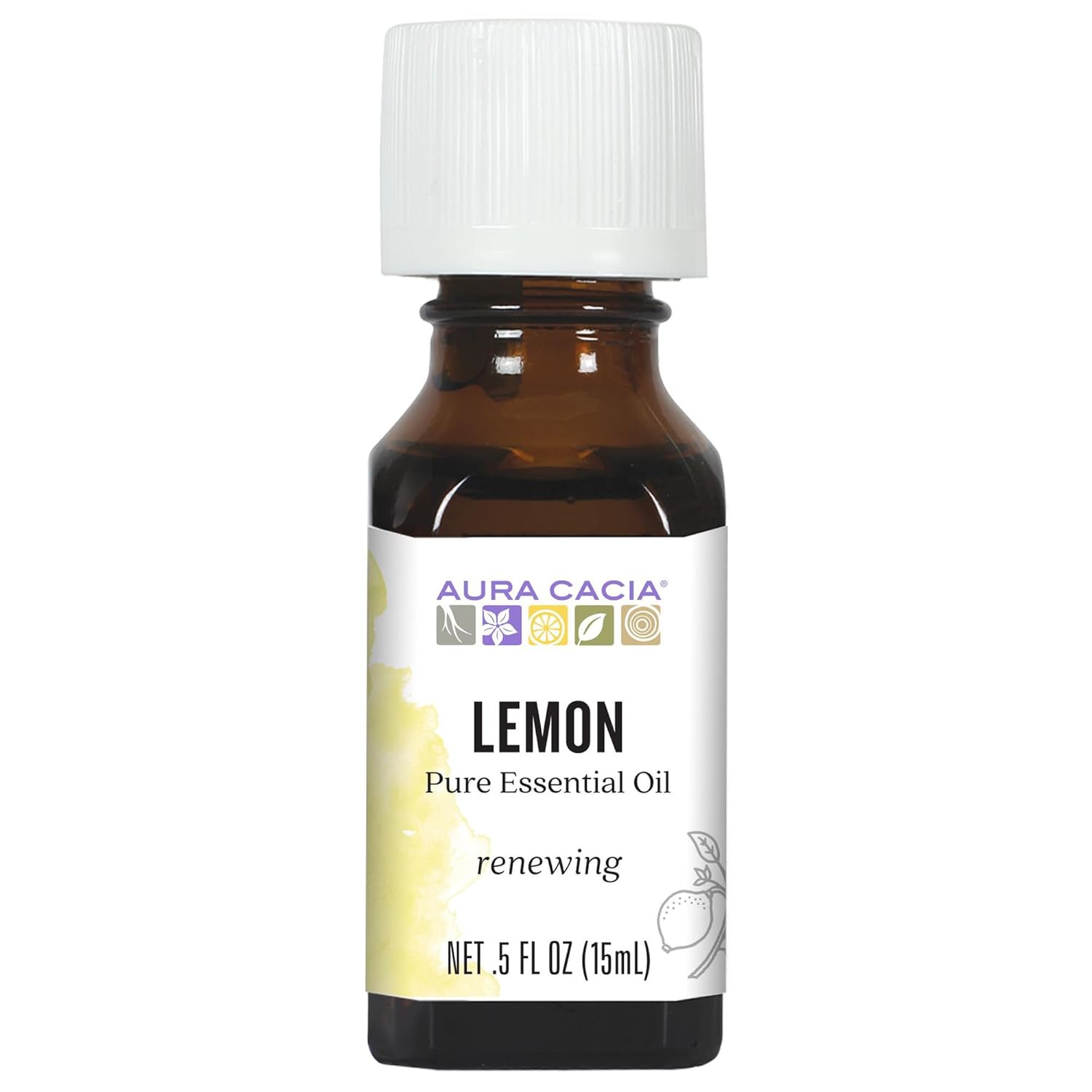 Aura Cacia Lemon Essential Oil, Citrus Limon Oil, Bright Aromatherapy for Diffusers, Room Sprays, Skincare, Custom Blends | 0.5 Fl Oz (Pack of 1)