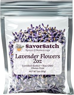 SavorSatch Dried Lavender Flowers Buds – 2 oz Resealable Pouch | Culinary Grade, Whole Flower, Kosher Certified, Non-GMO | Soothing Aroma, Herbal Tea, Baking, Crafts, Sachets – Product of Albania