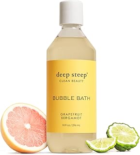 Deep Steep Bubble Bath, Grapefruit Bergamot, 10 oz – Soothing Soak with Shea Butter, Argan Oil, Aloe Vera & Coconut Oil – Vegan, Sulfate-Free, PH-Balanced Clean Beauty