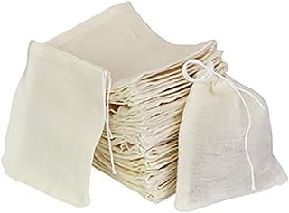 ICEYLI 30 Pcs 4 x 3 Inches Natural Unbleached Cotton Drawstring Bags Spice/Herbs/Tea Bags,Muslin Bags Sachet Bag for Home Supplies