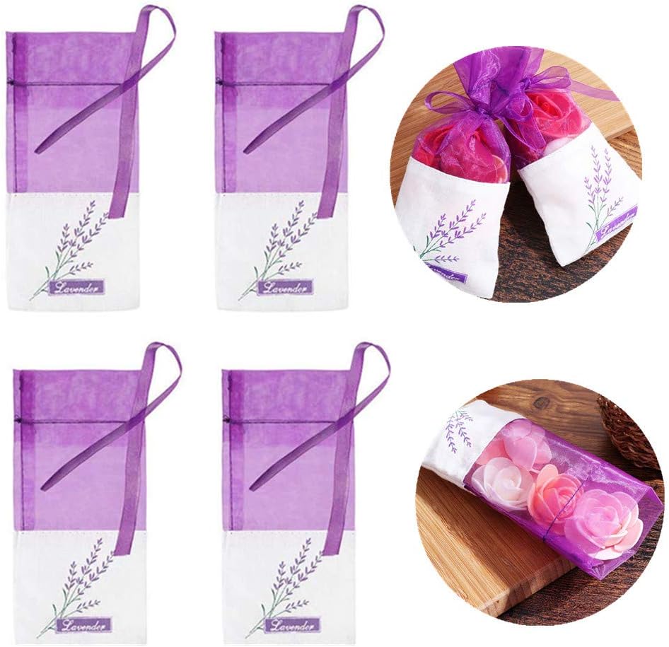 Sachet Empty Bags Mesh Lavender Sachets Linen Organza Gauze favor Bags Sacks for Lavender, Spice and Herbs (12 Purple Drawstring Bags)