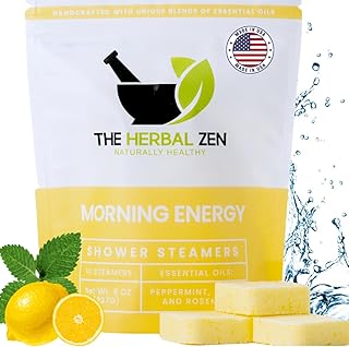 Morning Energy Shower Steamers Aromatherapy 10 Pack - Energizing Peppermint and Lemon Essential Oils for Morning Energy - USA Made Natural Shower Bombs Aromatherapy Gift - The Herbal Zen