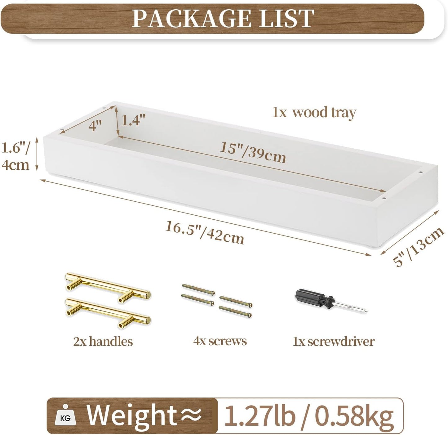 Hanobe Long Tray for Table Centerpiece: Decorative Narrow Trays Wooden Candle Holder - Centerpiece Tray with Handles for Home Decor Dining Table Coffee Bar Living Room,White