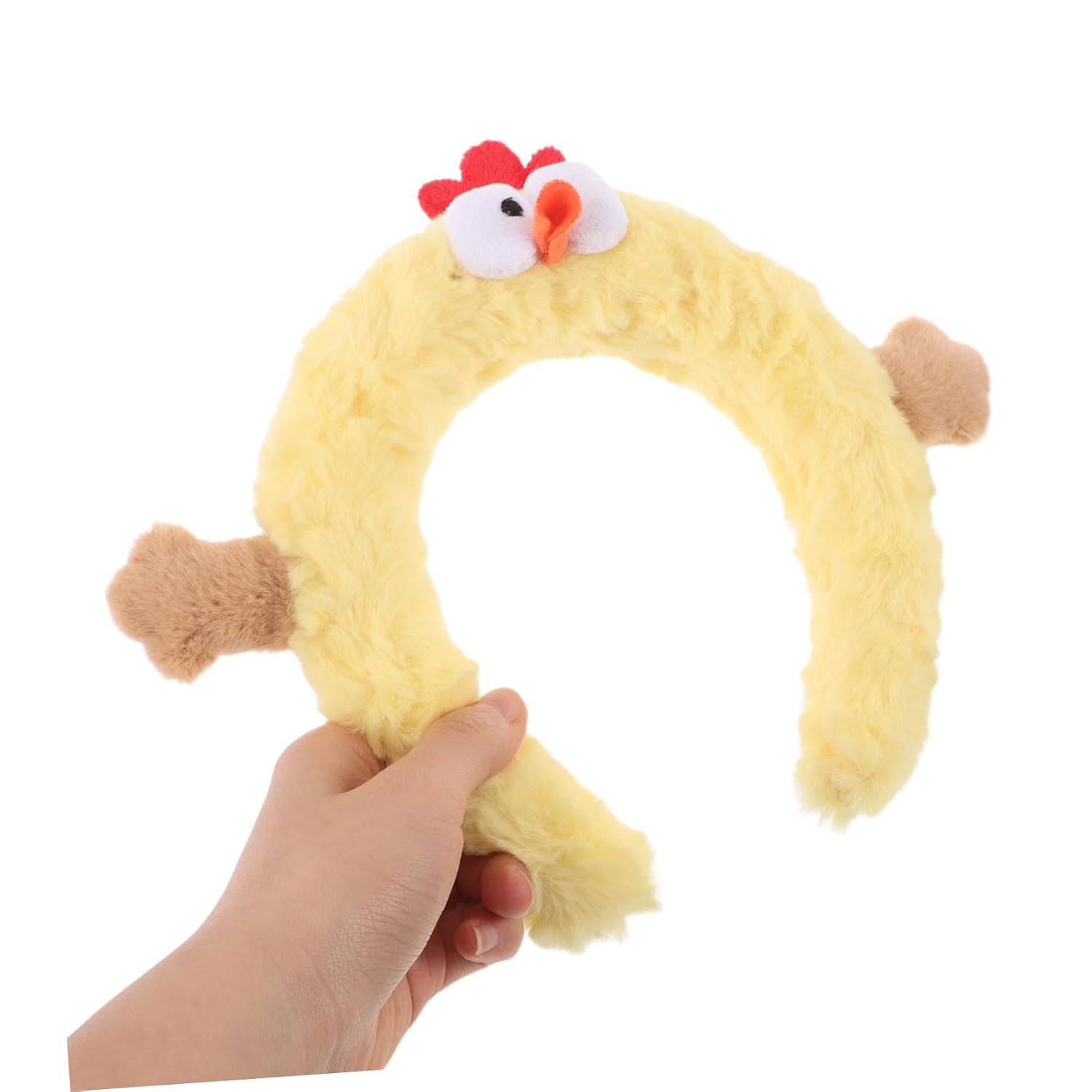 Beavorty Funny Chicken Plush Headband for Makeup Skincare and Face Washing Cute Cartoon Chick Hair Accessory for Spa Days and Photo Props
