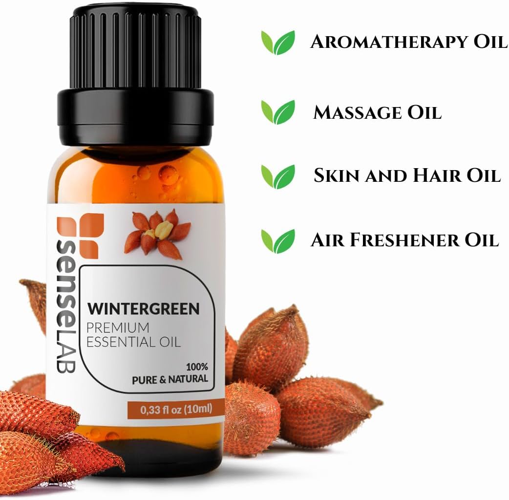 SenseLAB Wintergreen Essential Oil - Relaxation -100% Pure Extract Therapeutic Grade Wintergreen Oil for Aromatherapy Diffuser (10 ml)