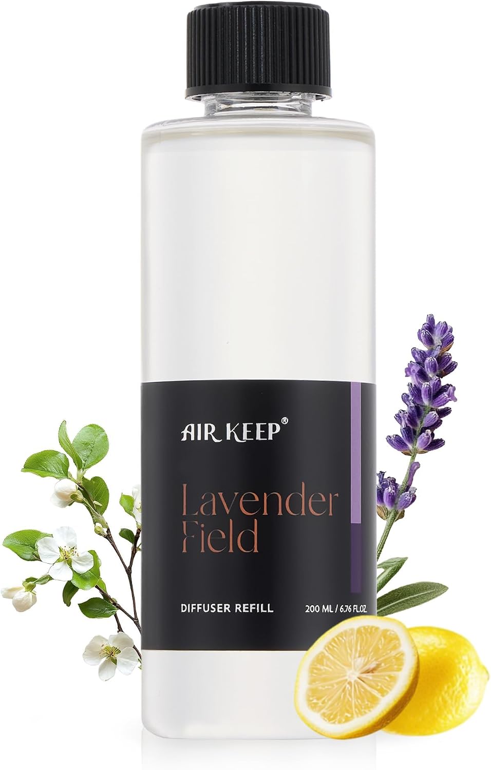 Airkeep Lavender Field Reed Diffuser Refill – 6.76 fl oz – Premium Scented Oil for Home Aromatherapy – Long-Lasting Fragrance for Reed Diffusers – Perfect for Bathroom, Bedroom & Home Decor