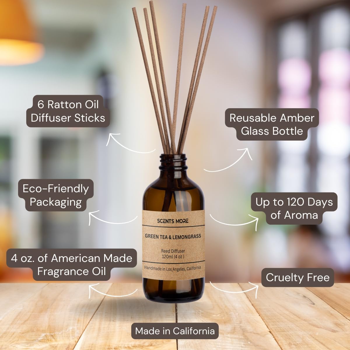 Reed Diffuser Set | Jasmine Scented Reed Diffuser Sticks | 4oz Enhanced Scent Diffuser Fragrance Oil for Bedroom Bathroom Home Décor (Jasmine, 4oz Reed Diffuser Set)